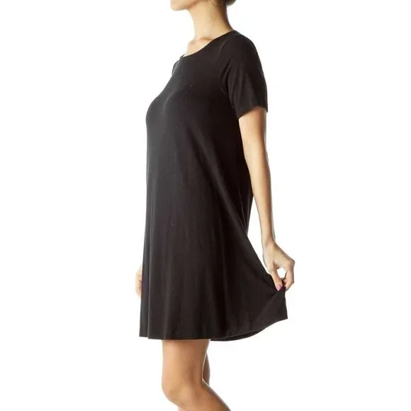 LOFT Black Short Sleeve Jersey Dress - Picture 2 of 3